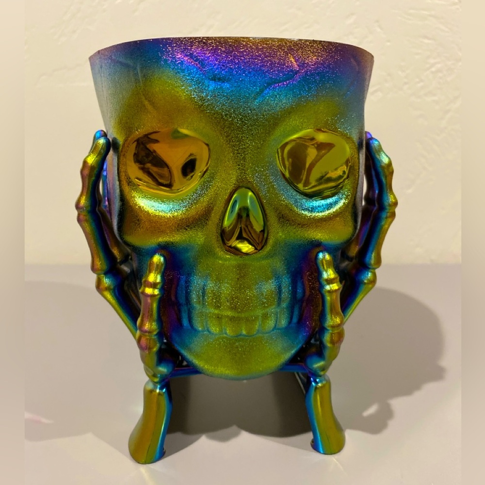 Halloween Holographic Skeleton Skull Treat, Candy Snack Bowl Plastic